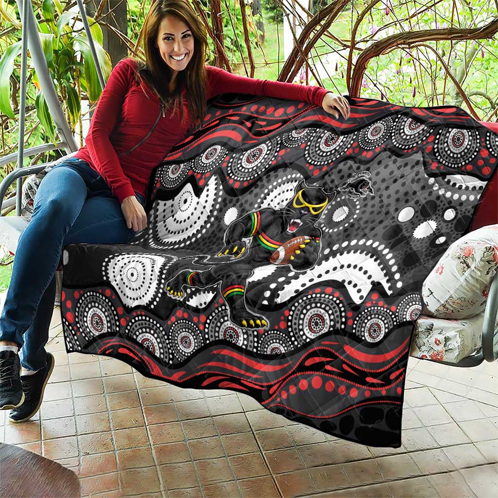 Penrith Panthers Quilt Aboriginal Dot Pattern - Rugby Mascot Heritage Pride