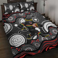 Penrith Panthers Quilt Bed Set Aboriginal Dot Pattern - Rugby Mascot Heritage Pride