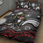 Penrith Panthers Quilt Bed Set Aboriginal Dot Pattern - Rugby Mascot Heritage Pride