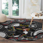 Penrith Panthers Round Carpet Aboriginal Dot Pattern - Rugby Mascot Heritage Pride