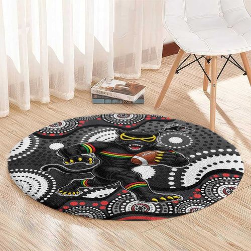 Penrith Panthers Round Carpet Aboriginal Dot Pattern - Rugby Mascot Heritage Pride