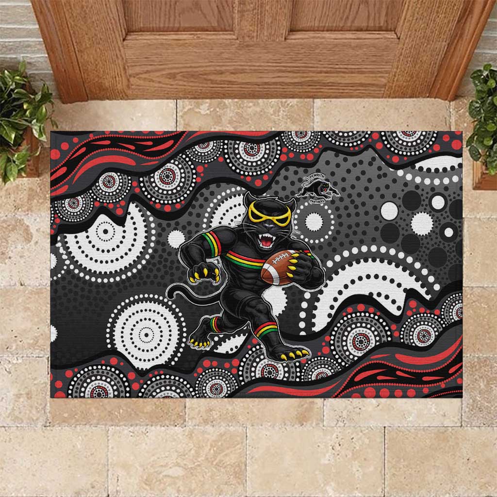 Penrith Panthers Rubber Doormat Aboriginal Dot Pattern - Rugby Mascot Heritage Pride