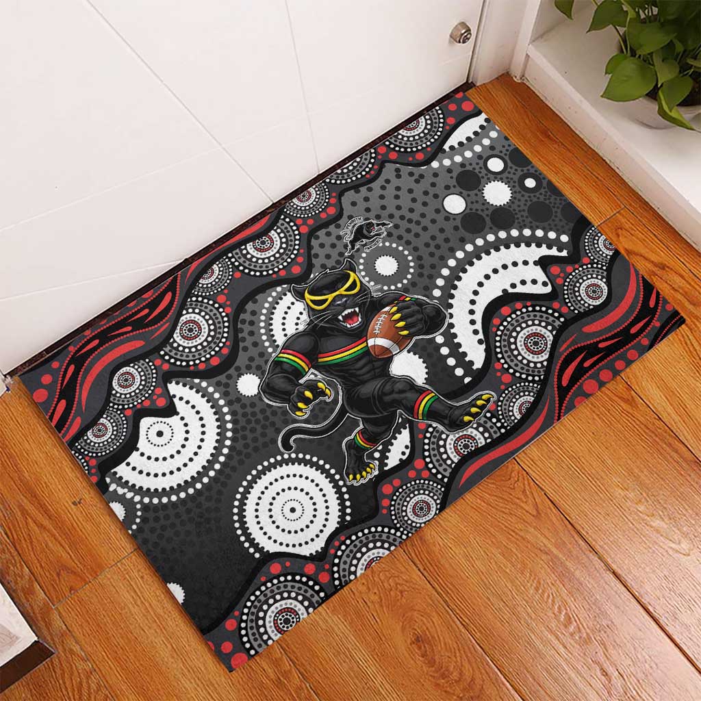 Penrith Panthers Rubber Doormat Aboriginal Dot Pattern - Rugby Mascot Heritage Pride