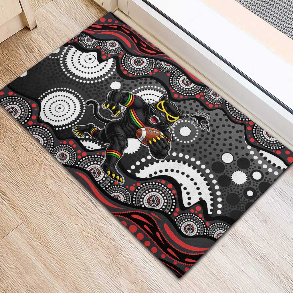 Penrith Panthers Rubber Doormat Aboriginal Dot Pattern - Rugby Mascot Heritage Pride