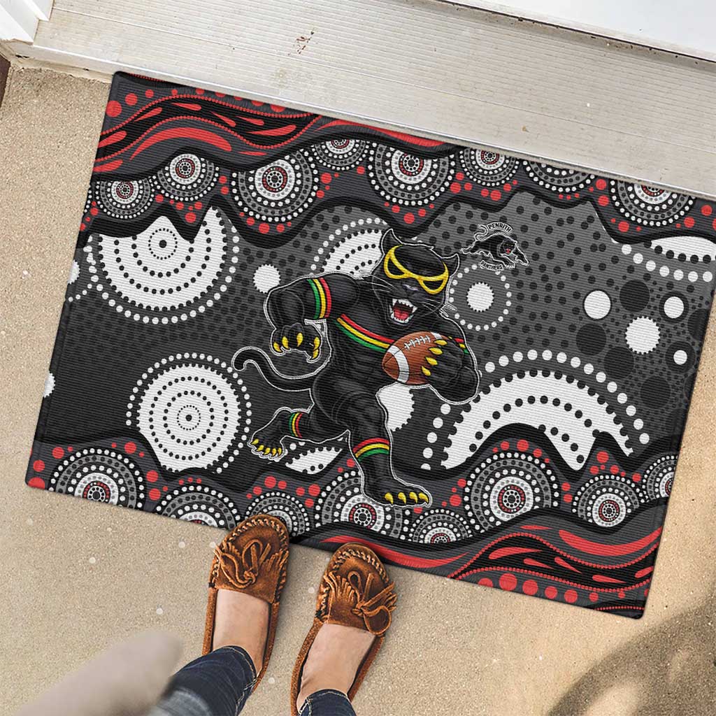 Penrith Panthers Rubber Doormat Aboriginal Dot Pattern - Rugby Mascot Heritage Pride