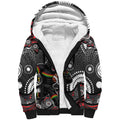 Penrith Panthers Sherpa Hoodie Aboriginal Dot Pattern - Rugby Mascot Heritage Pride