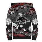 Penrith Panthers Sherpa Hoodie Aboriginal Dot Pattern - Rugby Mascot Heritage Pride