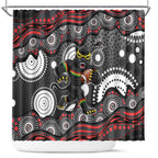 Penrith Panthers Shower Curtain Aboriginal Dot Pattern - Rugby Mascot Heritage Pride