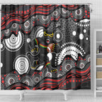 Penrith Panthers Shower Curtain Aboriginal Dot Pattern - Rugby Mascot Heritage Pride