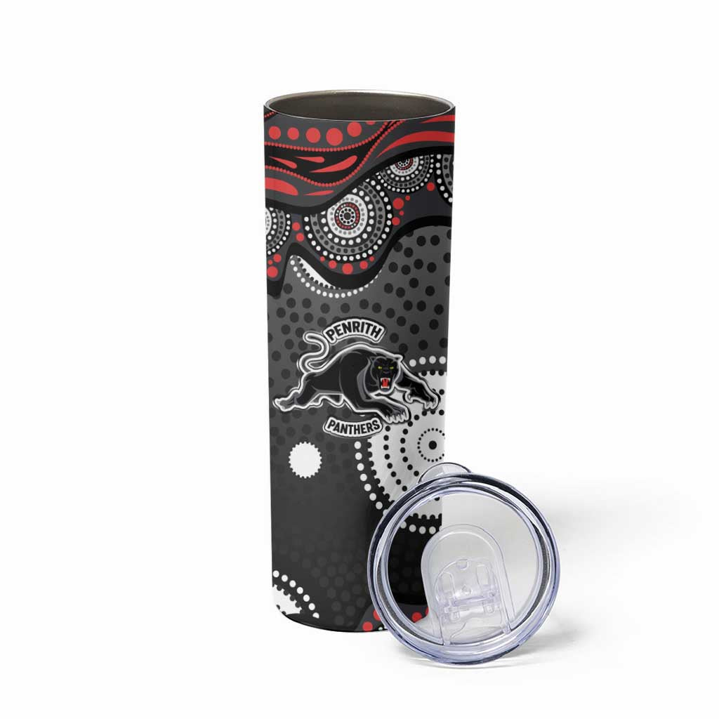 Penrith Panthers Skinny Tumbler Aboriginal Dot Pattern - Rugby Mascot Heritage Pride