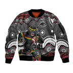 Penrith Panthers Sleeve Zip Bomber Jacket Aboriginal Dot Pattern - Rugby Mascot Heritage Pride