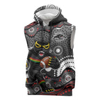 Penrith Panthers Sleeveless Hoodie Aboriginal Dot Pattern - Rugby Mascot Heritage Pride