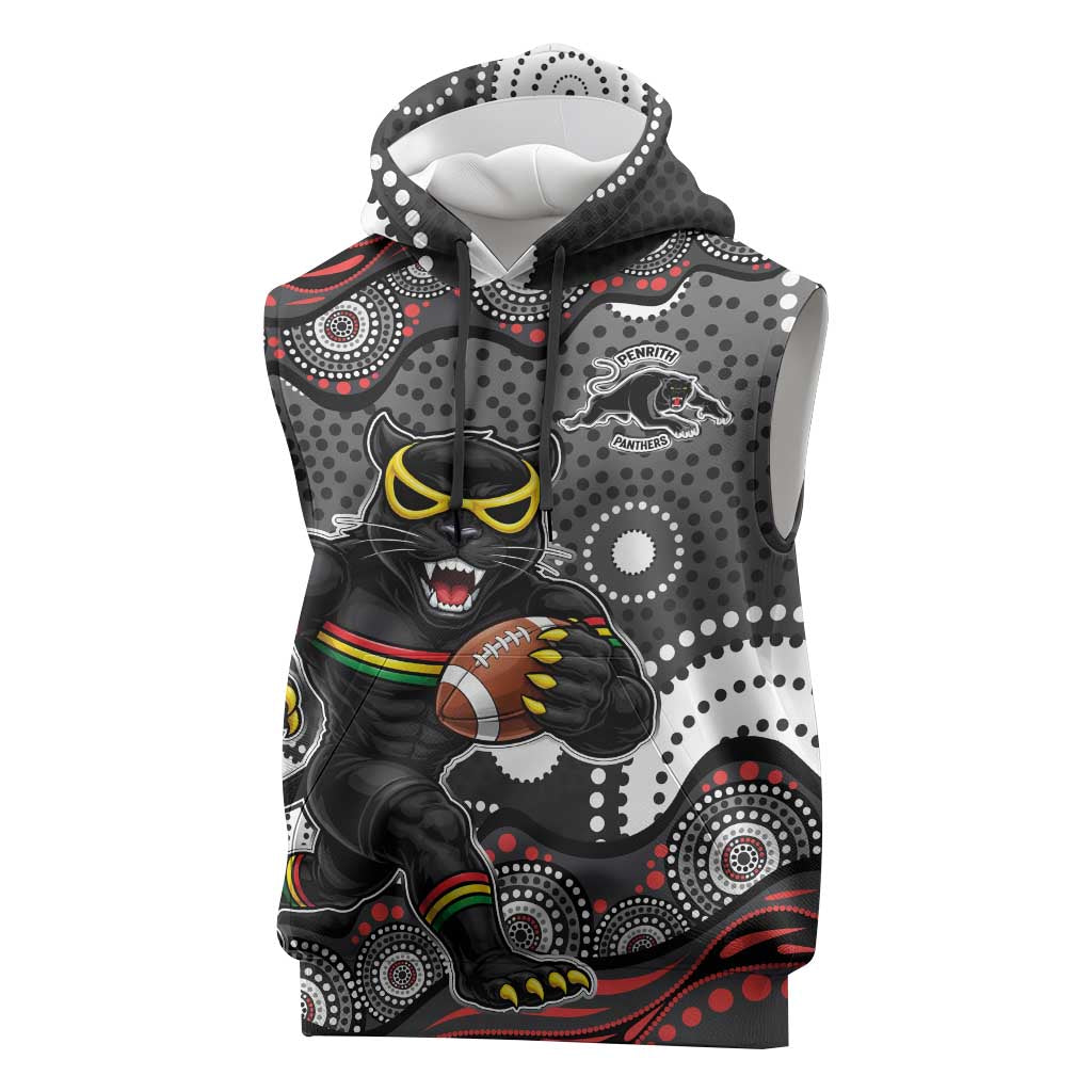 Penrith Panthers Sleeveless Hoodie Aboriginal Dot Pattern - Rugby Mascot Heritage Pride