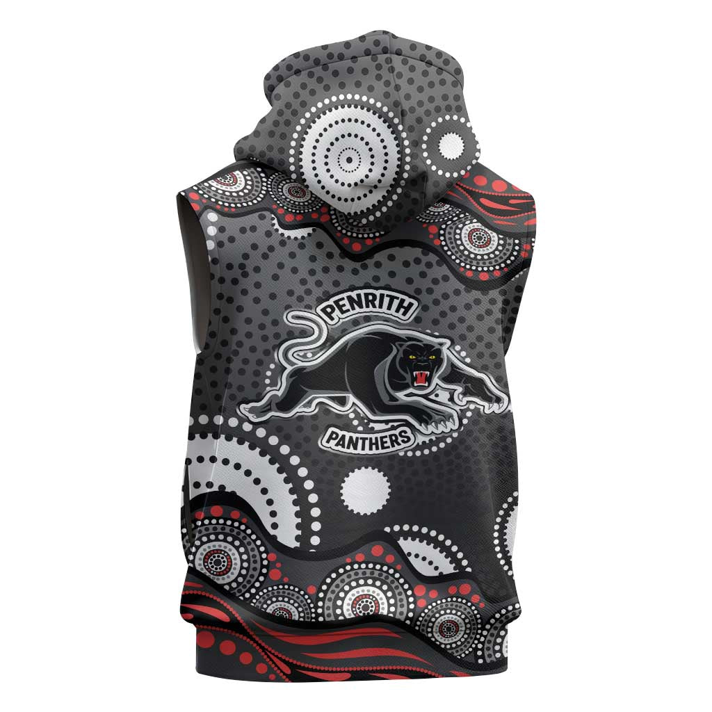 Penrith Panthers Sleeveless Hoodie Aboriginal Dot Pattern - Rugby Mascot Heritage Pride