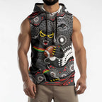 Penrith Panthers Sleeveless Hoodie Aboriginal Dot Pattern - Rugby Mascot Heritage Pride
