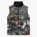 Penrith Panthers Sleeveless Puffer Jacket Aboriginal Dot Pattern - Rugby Mascot Heritage Pride