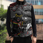 Penrith Panthers Sleeveless Puffer Jacket Aboriginal Dot Pattern - Rugby Mascot Heritage Pride