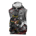 Penrith Panthers Sleeveless Zip Hoodie Aboriginal Dot Pattern - Rugby Mascot Heritage Pride