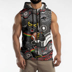 Penrith Panthers Sleeveless Zip Hoodie Aboriginal Dot Pattern - Rugby Mascot Heritage Pride