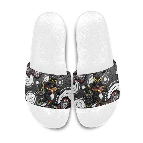 Penrith Panthers Slide Sandals Aboriginal Dot Pattern - Rugby Mascot Heritage Pride
