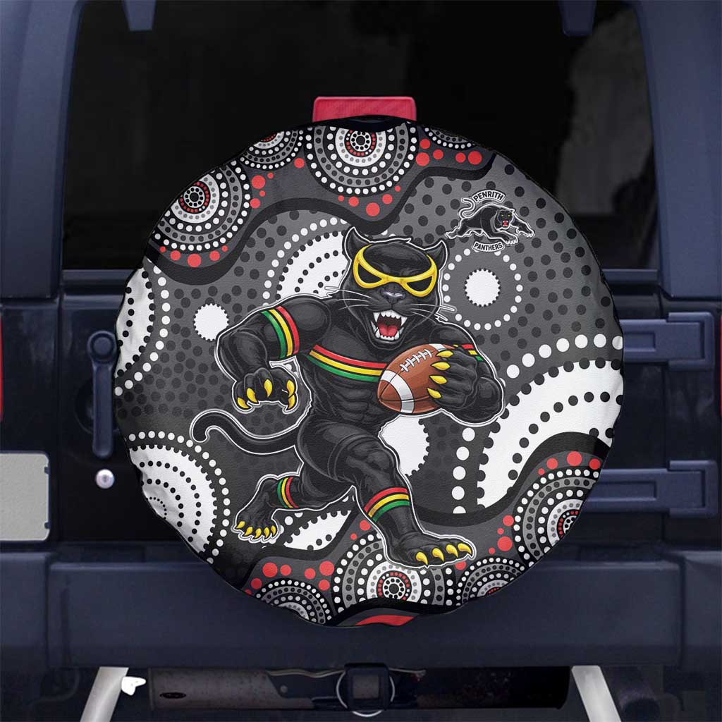 Penrith Panthers Spare Tire Cover Aboriginal Dot Pattern - Rugby Mascot Heritage Pride