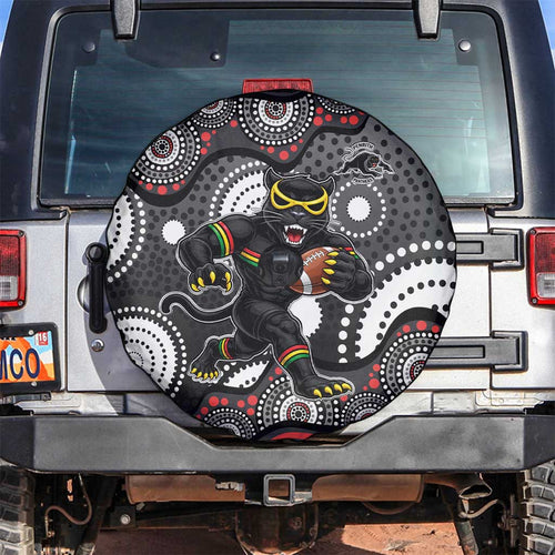 Penrith Panthers Spare Tire Cover Aboriginal Dot Pattern - Rugby Mascot Heritage Pride