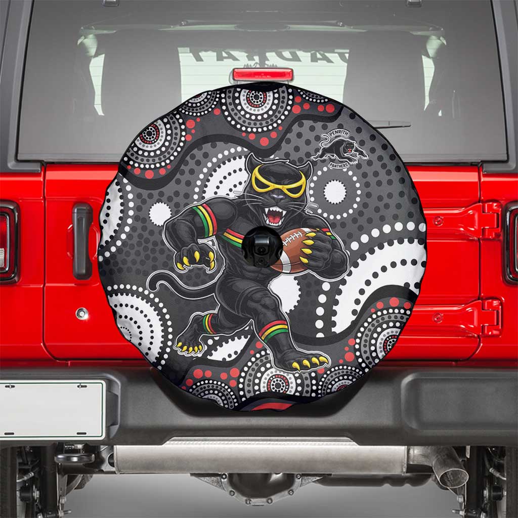 Penrith Panthers Spare Tire Cover Aboriginal Dot Pattern - Rugby Mascot Heritage Pride