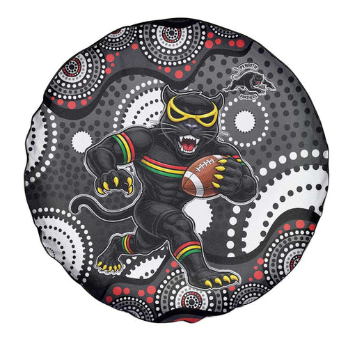 Penrith Panthers Spare Tire Cover Aboriginal Dot Pattern - Rugby Mascot Heritage Pride