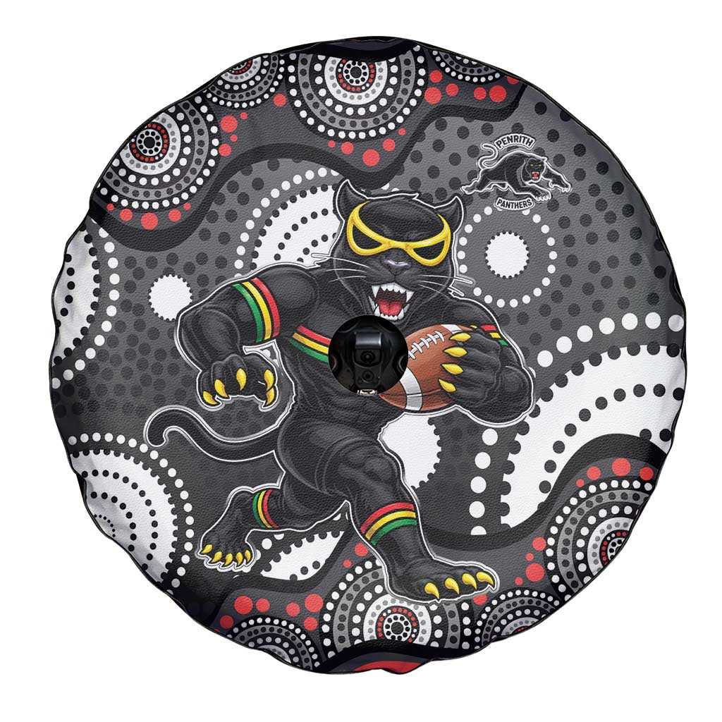 Penrith Panthers Spare Tire Cover Aboriginal Dot Pattern - Rugby Mascot Heritage Pride