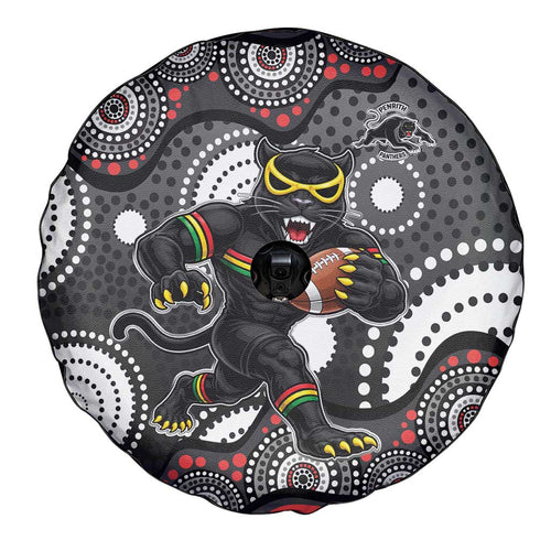 Penrith Panthers Spare Tire Cover Aboriginal Dot Pattern - Rugby Mascot Heritage Pride