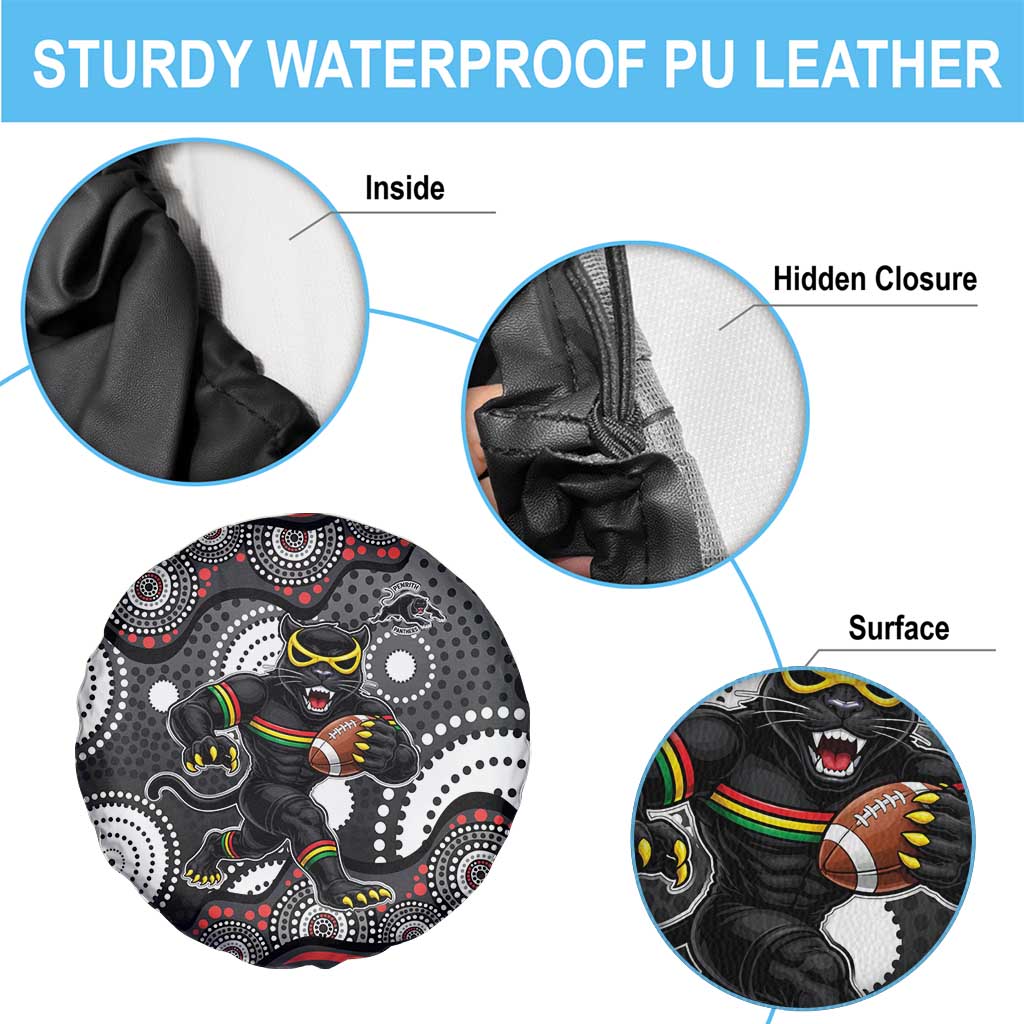 Penrith Panthers Spare Tire Cover Aboriginal Dot Pattern - Rugby Mascot Heritage Pride
