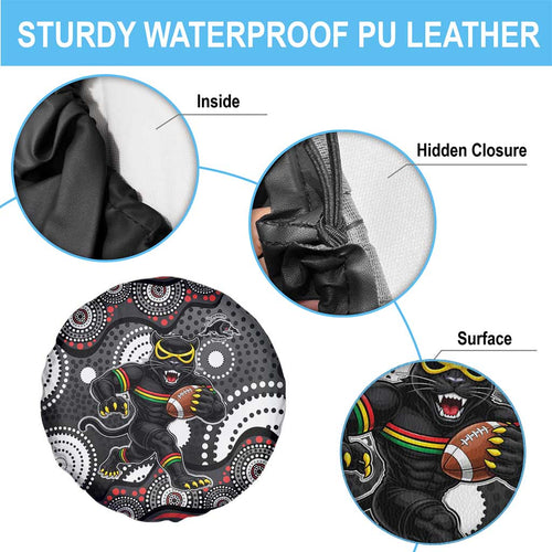 Penrith Panthers Spare Tire Cover Aboriginal Dot Pattern - Rugby Mascot Heritage Pride