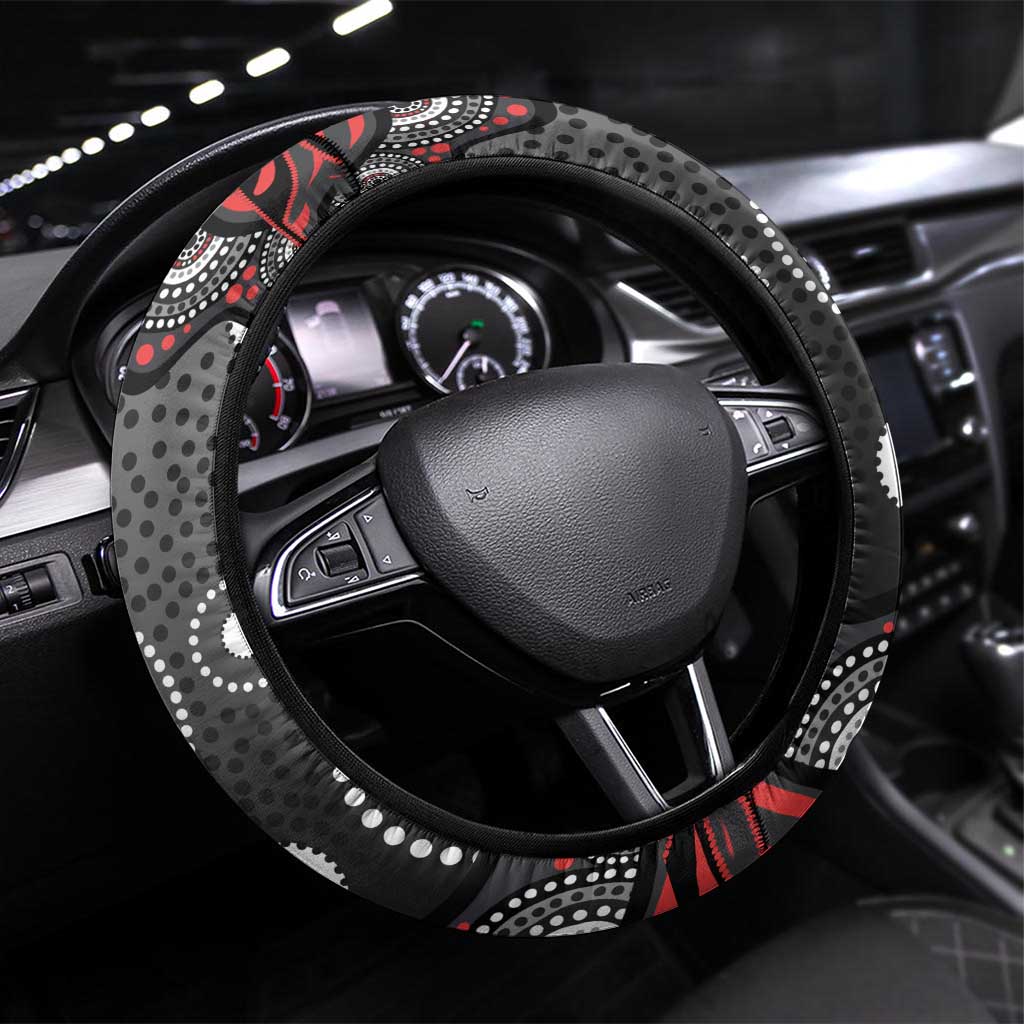 Penrith Panthers Steering Wheel Cover Aboriginal Dot Pattern - Rugby Mascot Heritage Pride