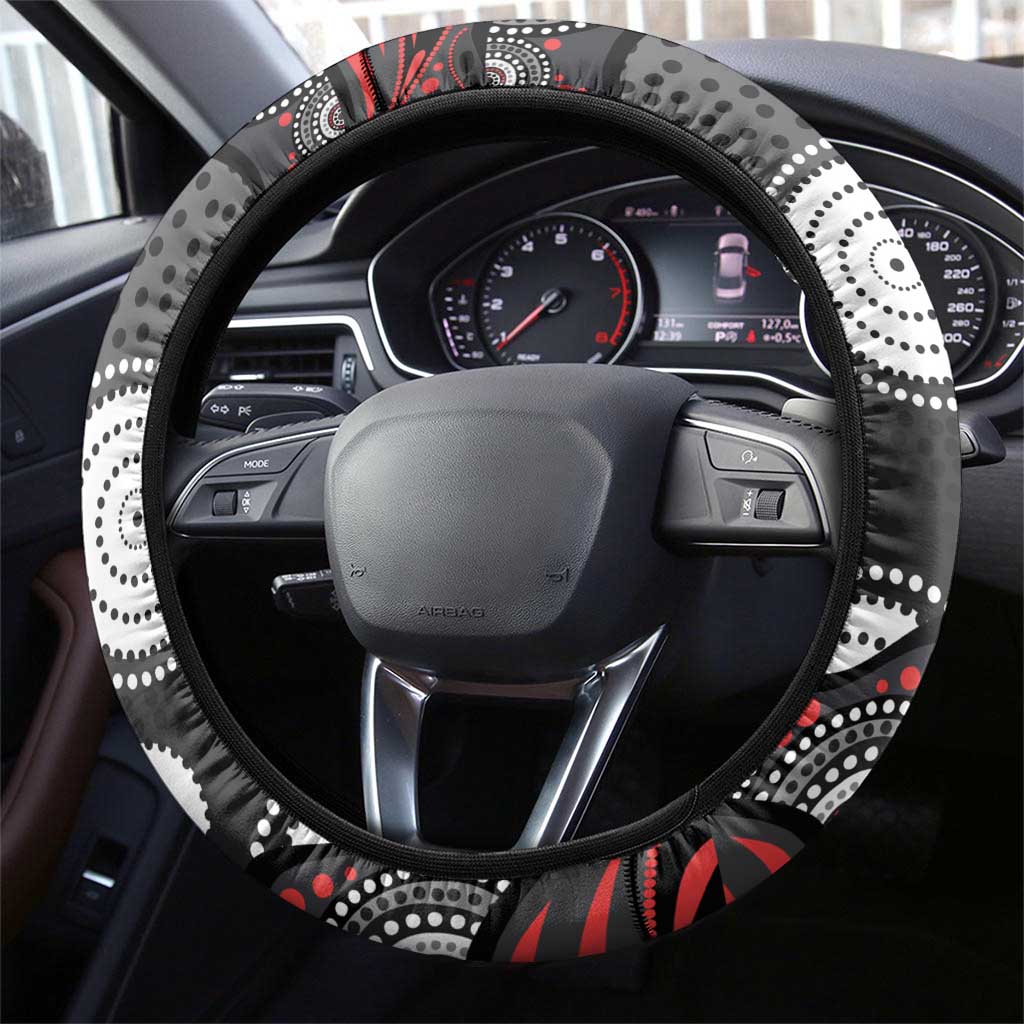 Penrith Panthers Steering Wheel Cover Aboriginal Dot Pattern - Rugby Mascot Heritage Pride