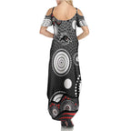 Penrith Panthers Summer Maxi Dress Aboriginal Dot Pattern - Rugby Mascot Heritage Pride