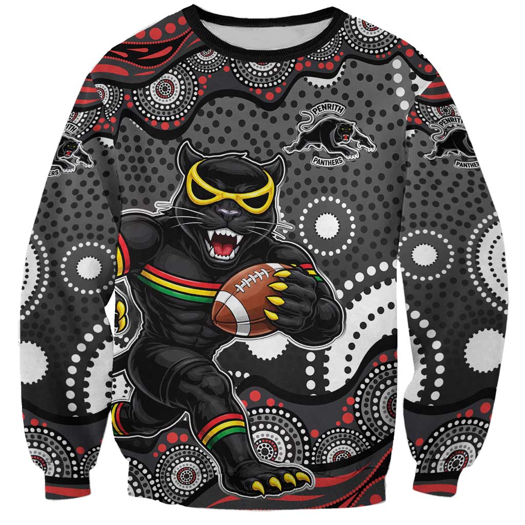 Penrith Panthers Sweatshirt Aboriginal Dot Pattern - Rugby Mascot Heritage Pride