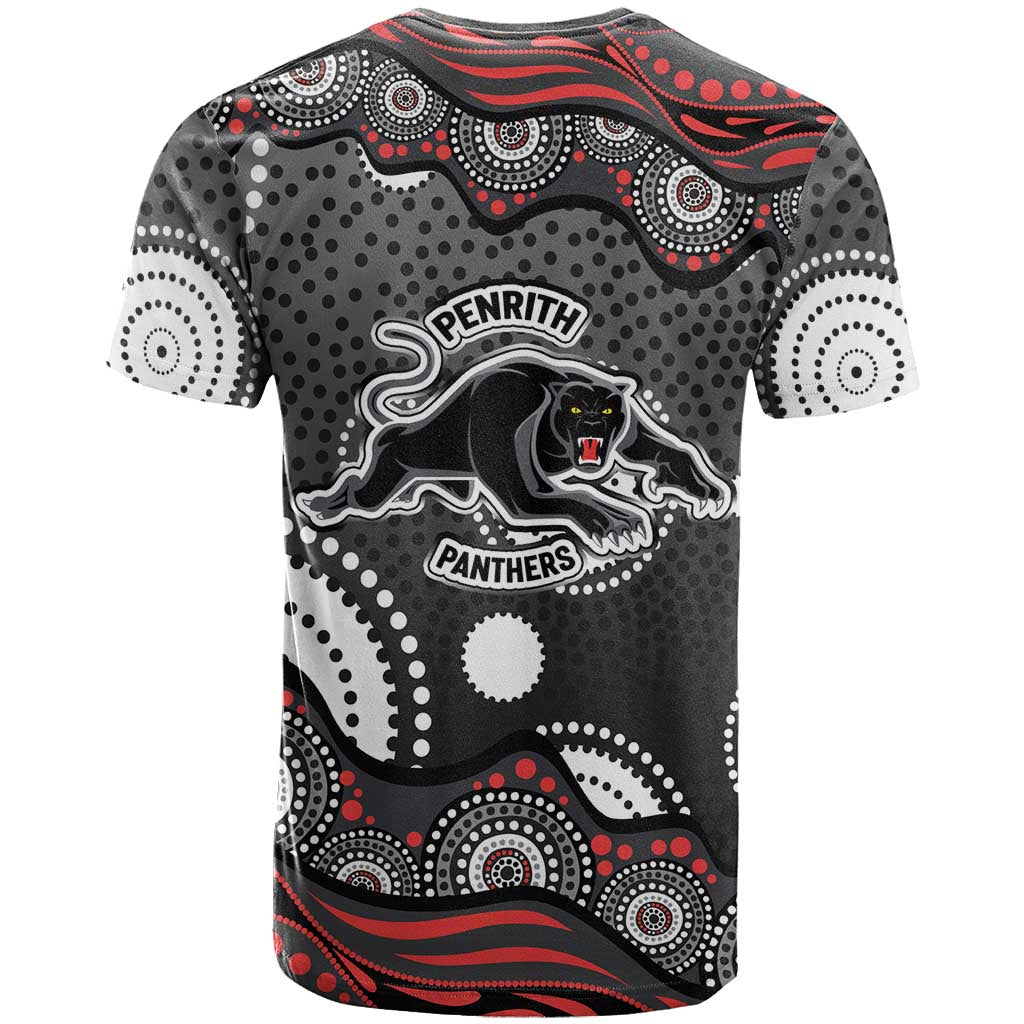 Penrith Panthers T Shirt Aboriginal Dot Pattern - Rugby Mascot Heritage Pride