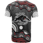 Penrith Panthers T Shirt Aboriginal Dot Pattern - Rugby Mascot Heritage Pride