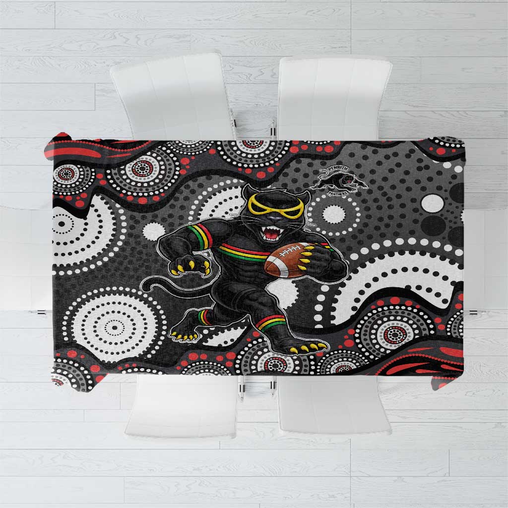 Penrith Panthers Tablecloth Aboriginal Dot Pattern - Rugby Mascot Heritage Pride
