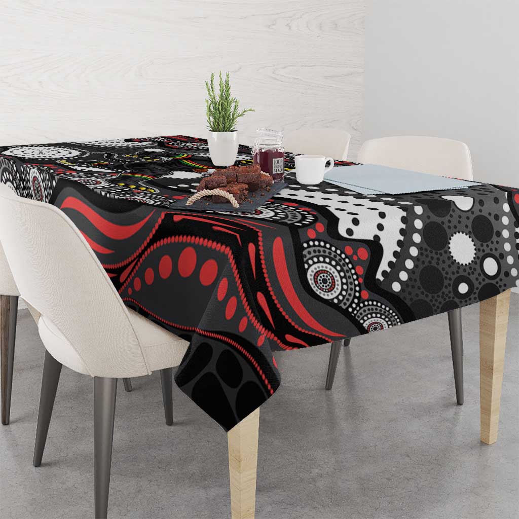 Penrith Panthers Tablecloth Aboriginal Dot Pattern - Rugby Mascot Heritage Pride