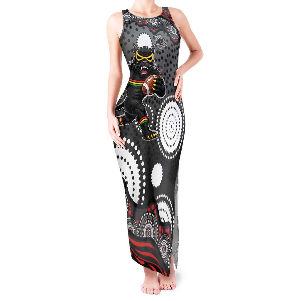 Penrith Panthers Tank Maxi Dress Aboriginal Dot Pattern - Rugby Mascot Heritage Pride