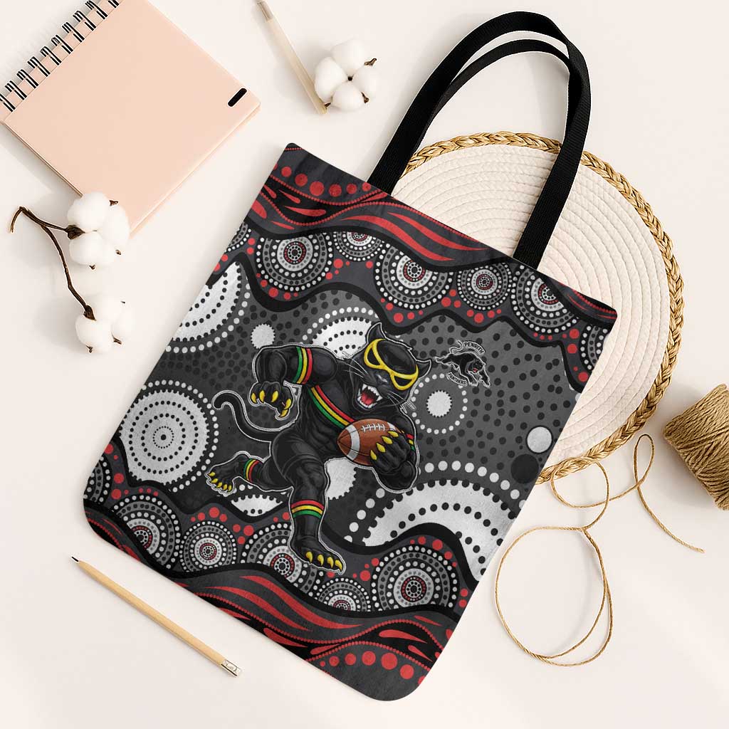 Penrith Panthers Tote Bag Aboriginal Dot Pattern - Rugby Mascot Heritage Pride