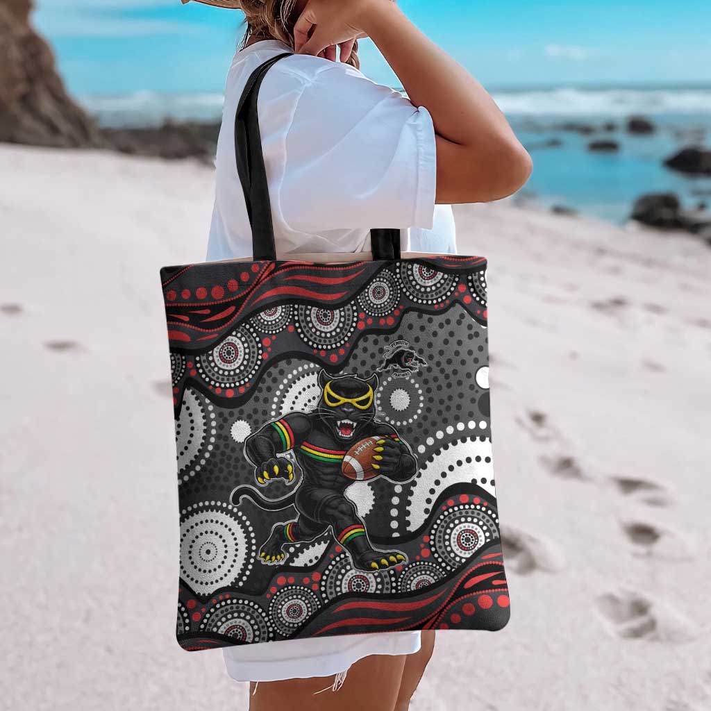 Penrith Panthers Tote Bag Aboriginal Dot Pattern - Rugby Mascot Heritage Pride