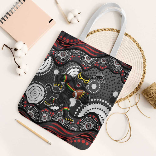 Penrith Panthers Tote Bag Aboriginal Dot Pattern - Rugby Mascot Heritage Pride