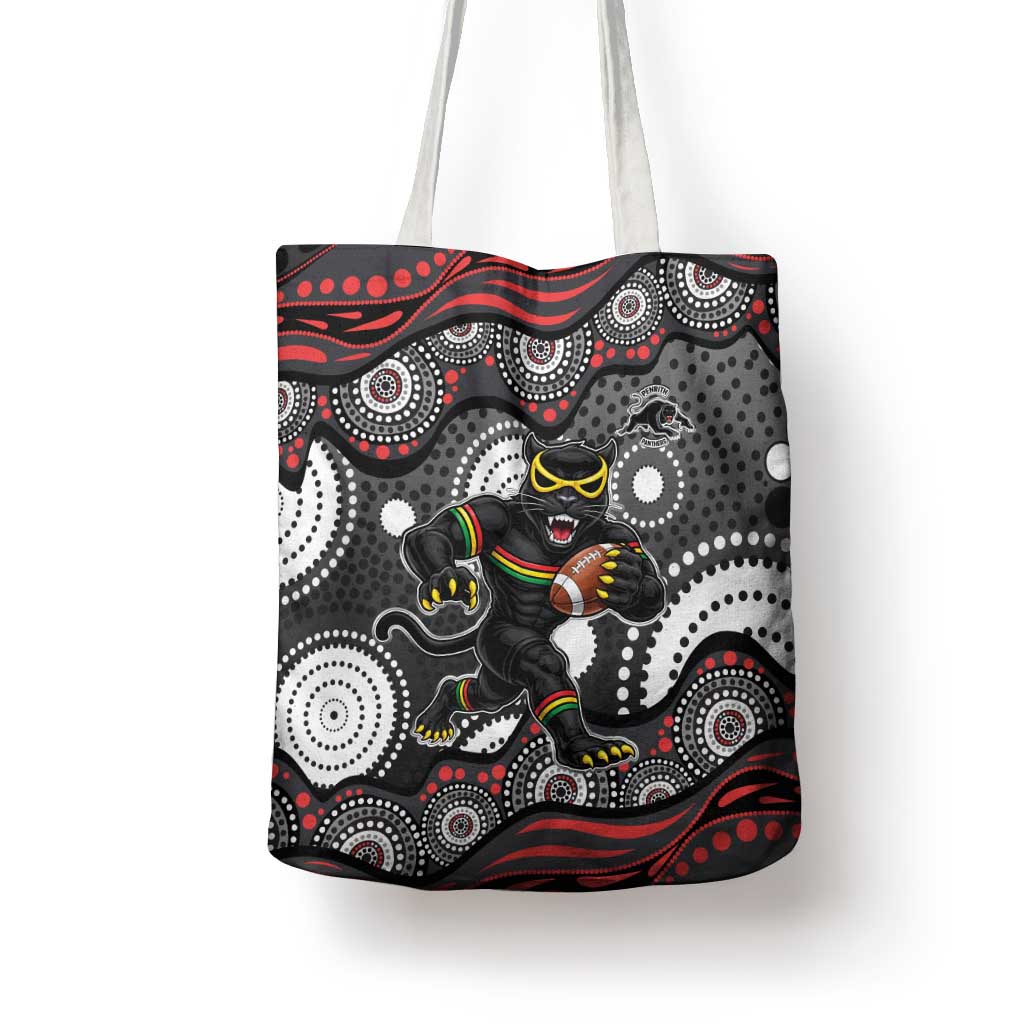 Penrith Panthers Tote Bag Aboriginal Dot Pattern - Rugby Mascot Heritage Pride