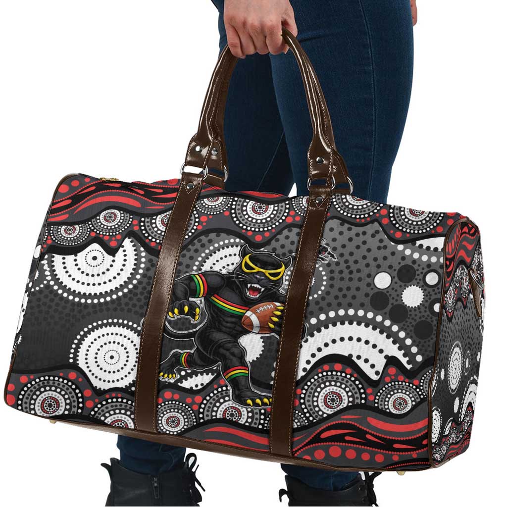 Penrith Panthers Travel Bag Aboriginal Dot Pattern - Rugby Mascot Heritage Pride