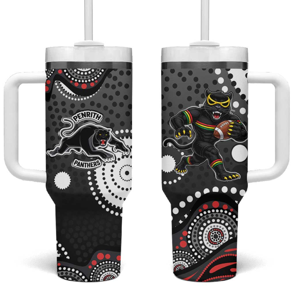 Penrith Panthers Tumbler With Handle Aboriginal Dot Pattern - Rugby Mascot Heritage Pride