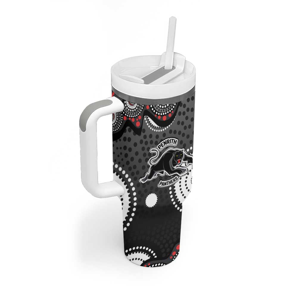 Penrith Panthers Tumbler With Handle Aboriginal Dot Pattern - Rugby Mascot Heritage Pride