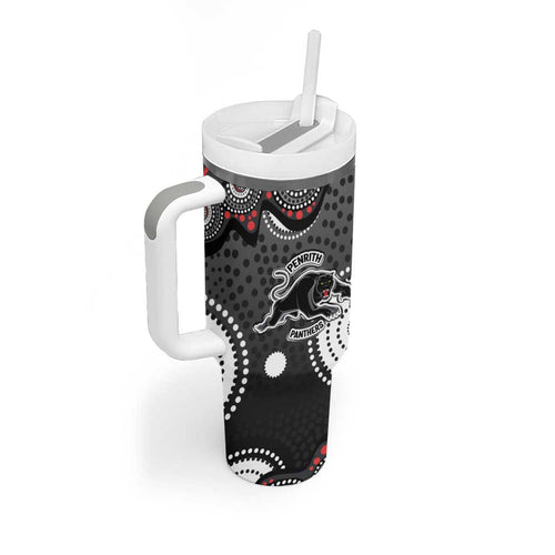 Penrith Panthers Tumbler With Handle Aboriginal Dot Pattern - Rugby Mascot Heritage Pride