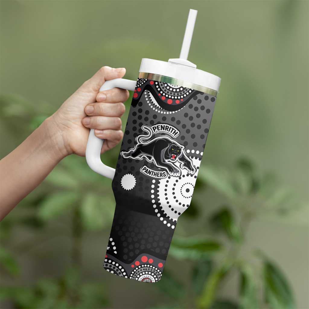 Penrith Panthers Tumbler With Handle Aboriginal Dot Pattern - Rugby Mascot Heritage Pride